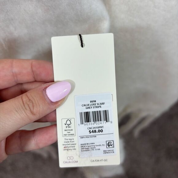 CALIA Women's Luxe Scarf NEW Grey Stripe - Picture 10 of 10